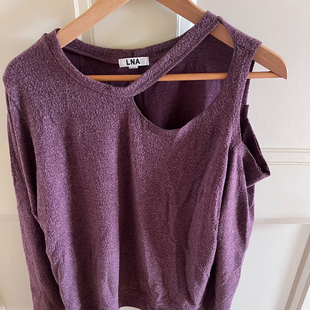 LNA XS Burgundy Cutout Long Sleeve